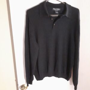 davis & squire sweater dark Navy Blue luxury soft  merino wool sweater Xl